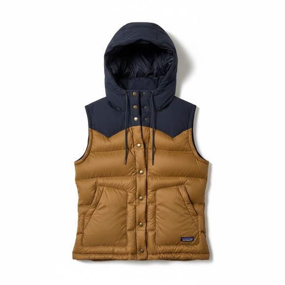 Patagonia Jackets & Blazers - Patagonia Down Bivi Vest Women's Medium Hooded Brown Navy Western